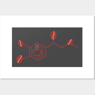 adrenaline molecule and coffee grains Posters and Art